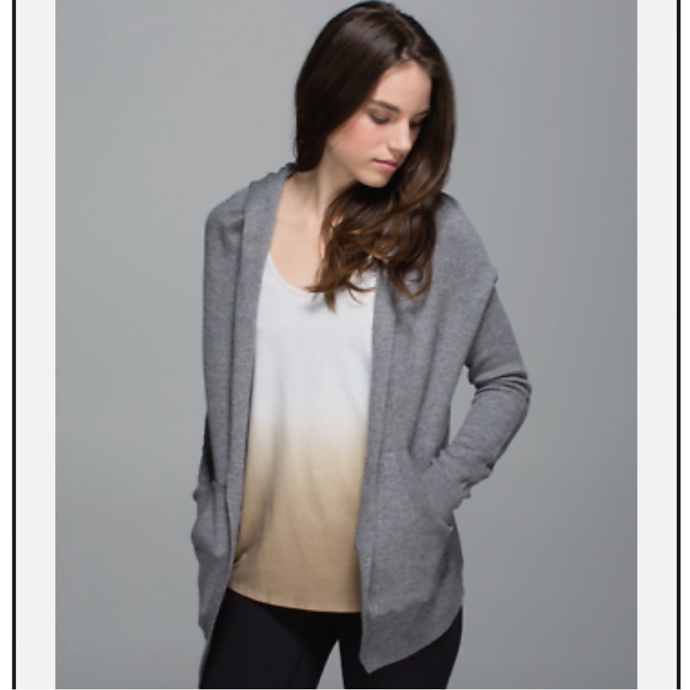 Lululemon Cabin Yogi Hooded Wrap Open Front  Cardigan in Grey